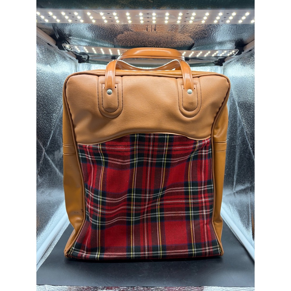 Vintage Red Plaid Lunch Bag With Thermos and Sandwich Holder